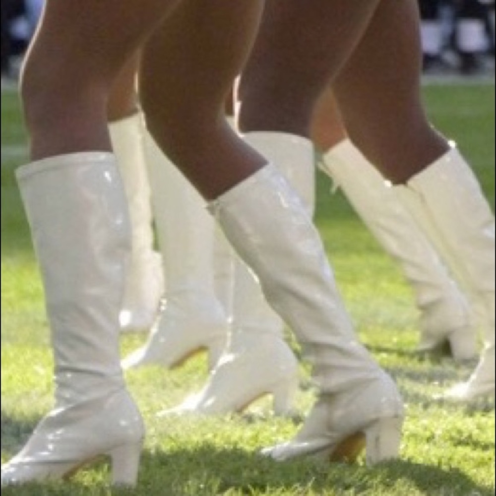 White patent leather boots size 6